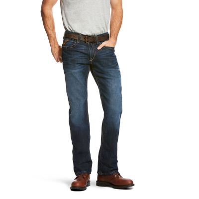 Ariat Work: Rebar M4 Low Rise DuraStretch Edge Boot Cut Pantalones Vaqueros Hombre - Azules (DJIXQ65